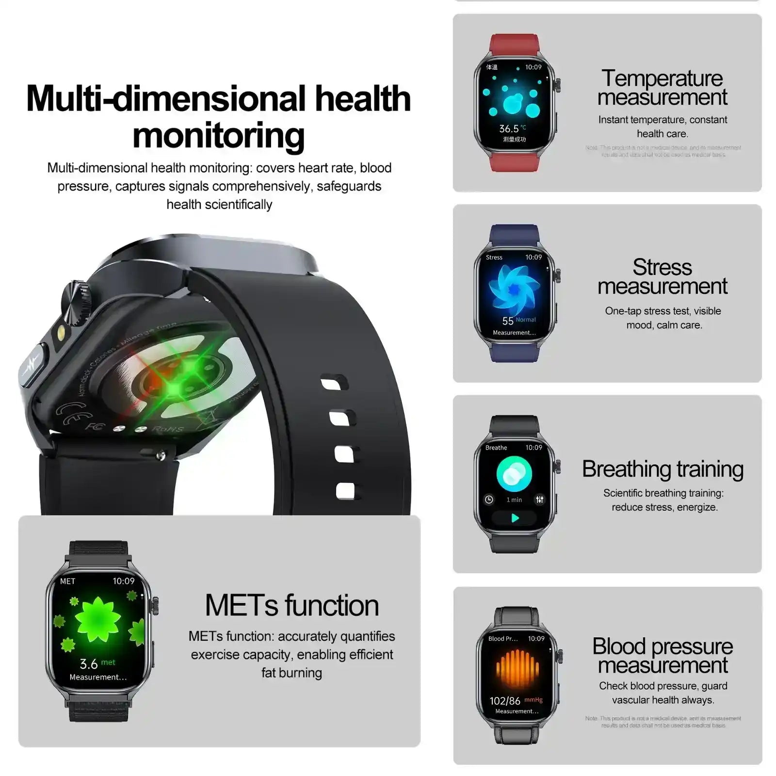 TUTT ECG Smart Watch with, AI Health Monitoring, Body Composition & Bluetooth Calling – 1.39” HD Display, IP68 Waterproof, 340mAh Batter E7