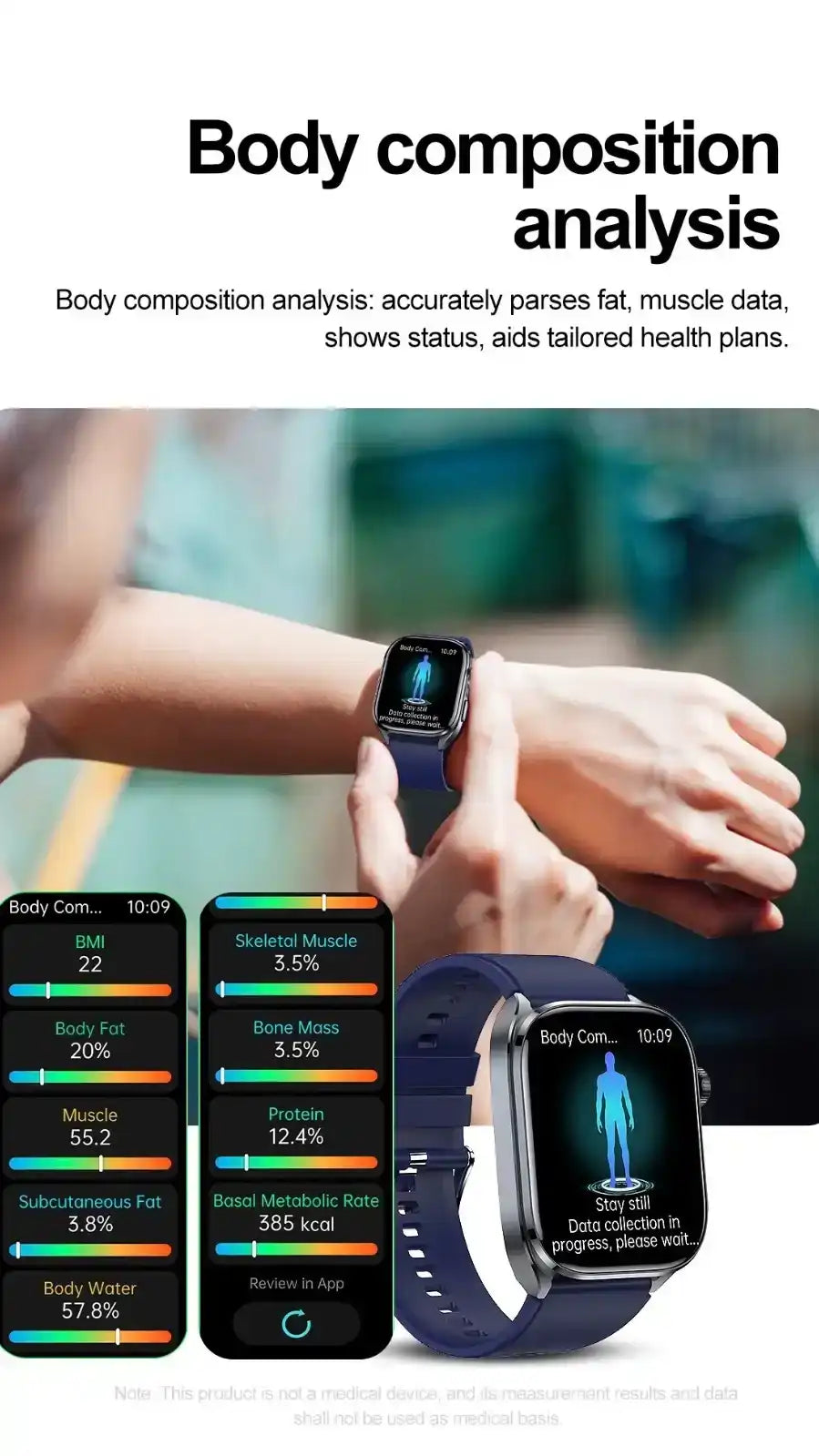 TUTT ECG Smart Watch with, AI Health Monitoring, Body Composition & Bluetooth Calling – 1.39” HD Display, IP68 Waterproof, 340mAh Batter E7 - www.Shopthatapp.com