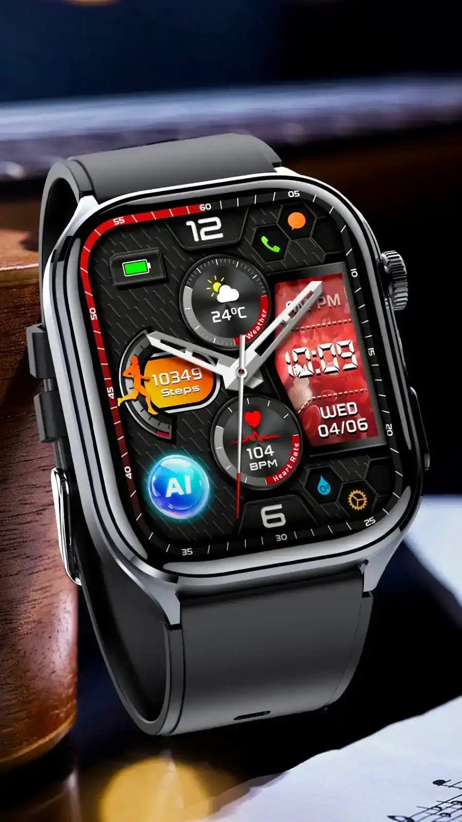 TUTT ECG Smart Watch with, AI Health Monitoring, Body Composition & Bluetooth Calling – 1.39” HD Display, IP68 Waterproof, 340mAh Batter E7 - www.Shopthatapp.com