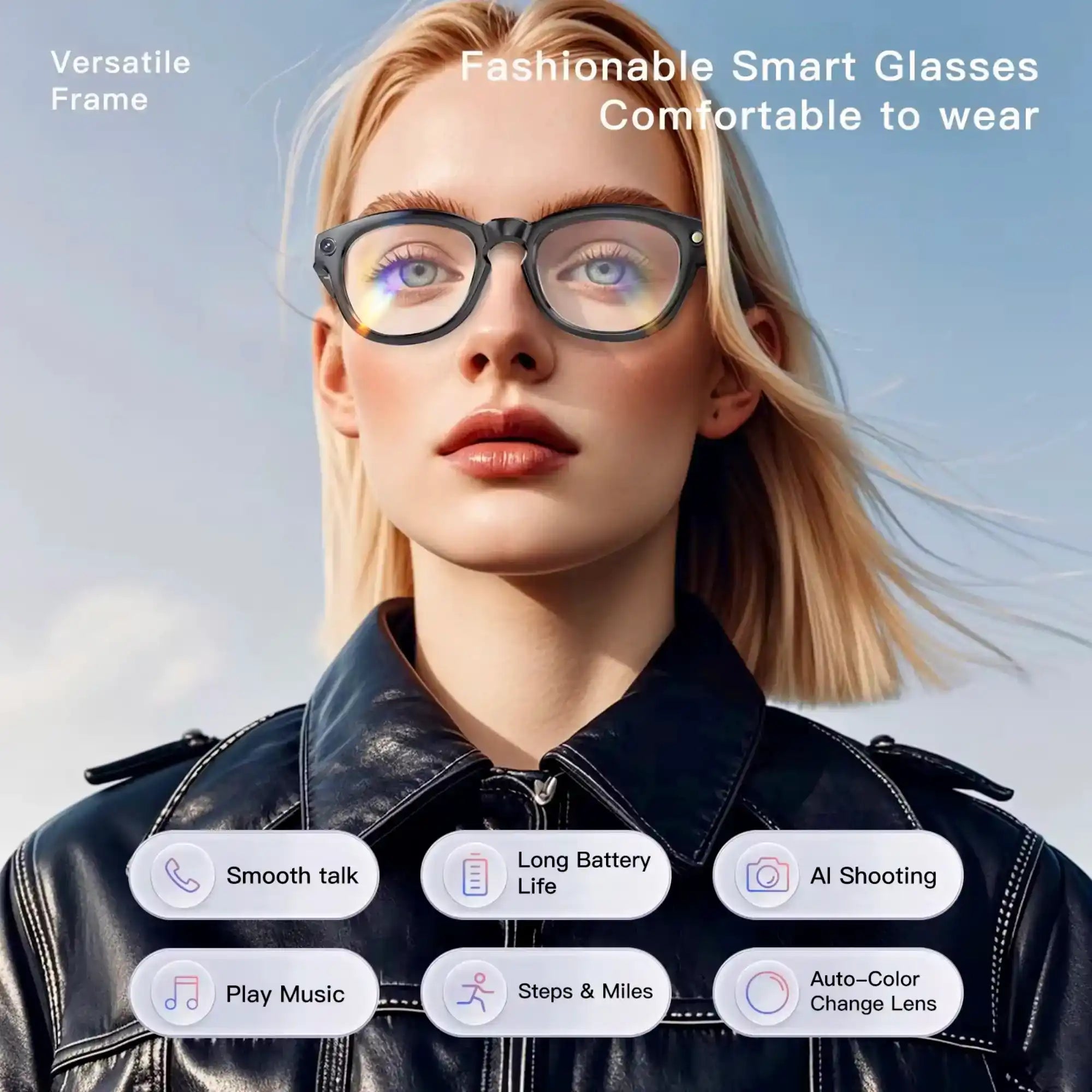 TUTT Smart Bluetooth Camera Glasses | Photochromic Sunglasses | Video, Image Voice Recording | Call, Music | Pedometer, Calorie and Distance Tracking | Anti Blue-Light Coating GS3 - www.Shopthatapp.com