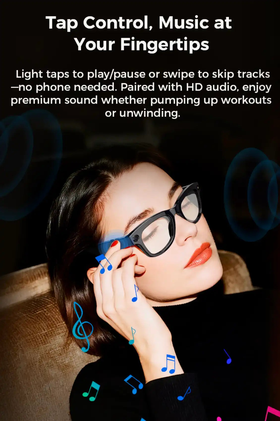 TUTT M1 AI Glasses with ChatGPT | 8MP Camera Photo & Video Smart Sunglasses | AI Translator, Music, Calls & Touch Control | Anti-Blue Light Lenses - www.Shopthatapp.com