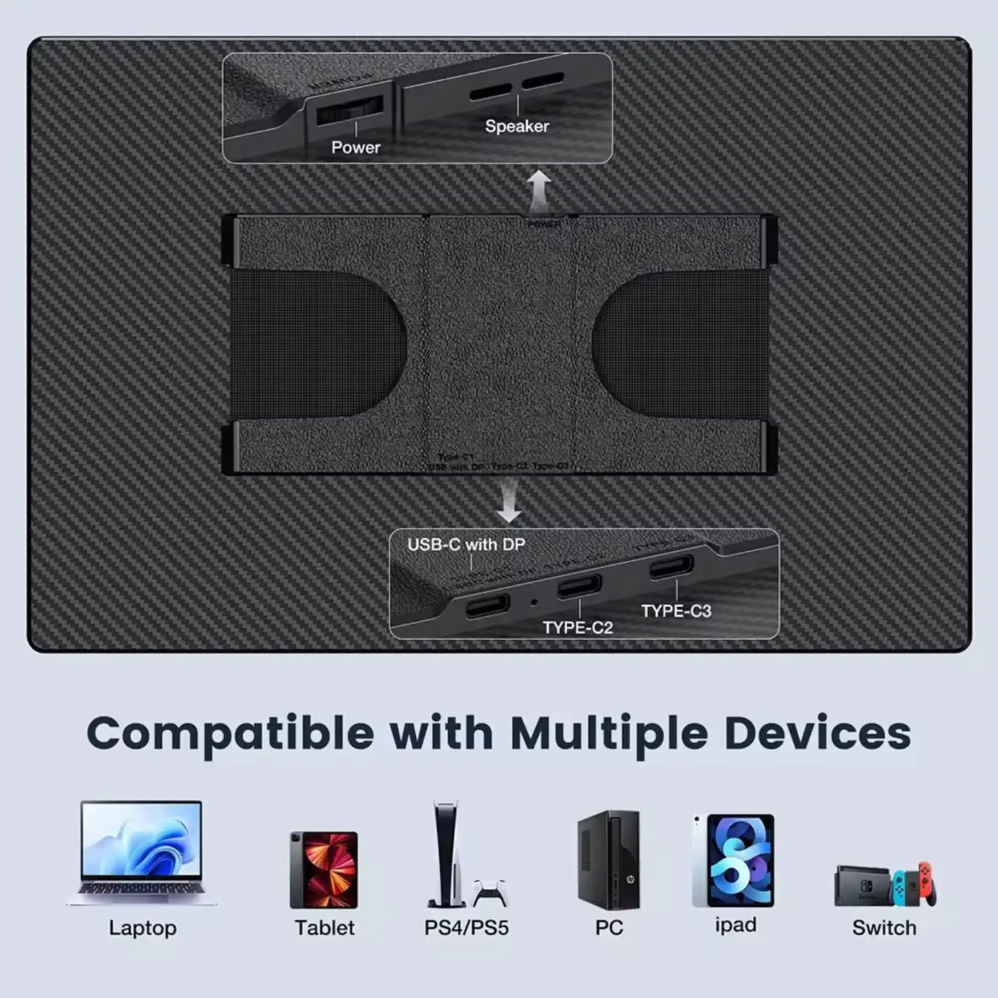 TUTT 16” Portable Monitor FHD | Ultra-Thin 16:10 Ratio | 360° Rotating Stand | USB-C & HDMI | Gaming Monitor for PC MAC Computer Switch Phone Xbox PS4/5 N3 - www.Shopthatapp.com