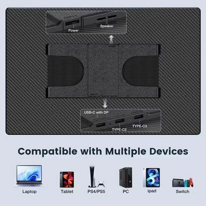 TUTT 16” Portable Monitor FHD | Ultra-Thin 16:10 Ratio | 360° Rotating Stand | USB-C & HDMI | Gaming Monitor for PC MAC Computer Switch Phone Xbox PS4/5 N3 - www.Shopthatapp.com