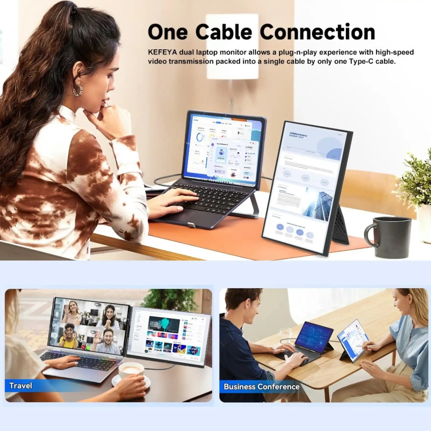 TUTT 15.6” Portable Monitor | Multi-Position IPS FHD Screen Extender | USB-C & HDMI, Built-in Speakers, P5