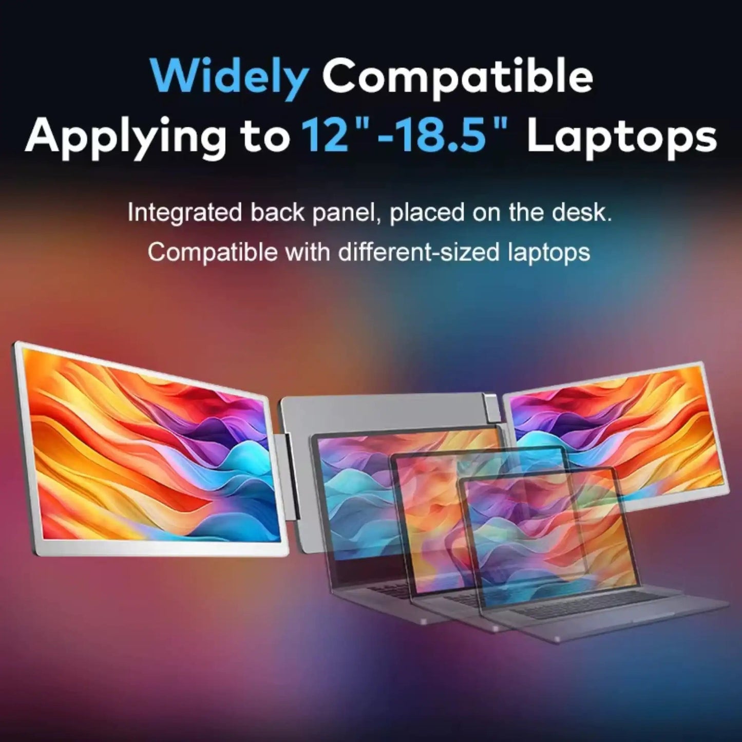 TUTT 15.6” Dual Portable Monitor | 16:9 Ratio FHD IPS Triple Screen Extender | Rotating Right Screen | Standalone | H5 Converter Cable | Windows, Mac OS – S10