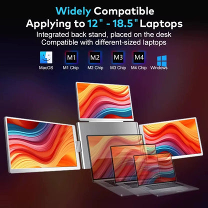 TUTT 16” Triple Screen Portable Monitor For Laptop 12”-18.5” | Single Cable Setup | 16:10 IPS | Quad Screen Extender | Stand-Alone for Mac & Windows S788