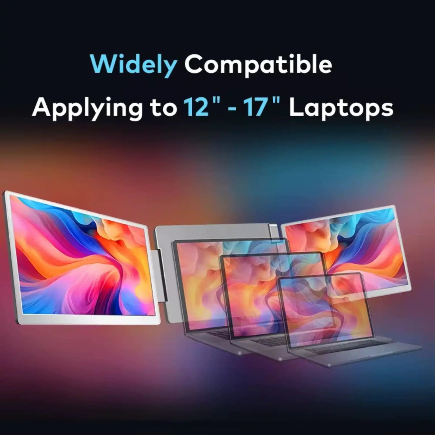 TUTT 14” Dual Portable Monitor | 16:10 Ratio FHD IPS Triple Screen Extender | Rotating Right Screen | Stand Alone | H5 Converter Cable | Windows, Mac OS S7