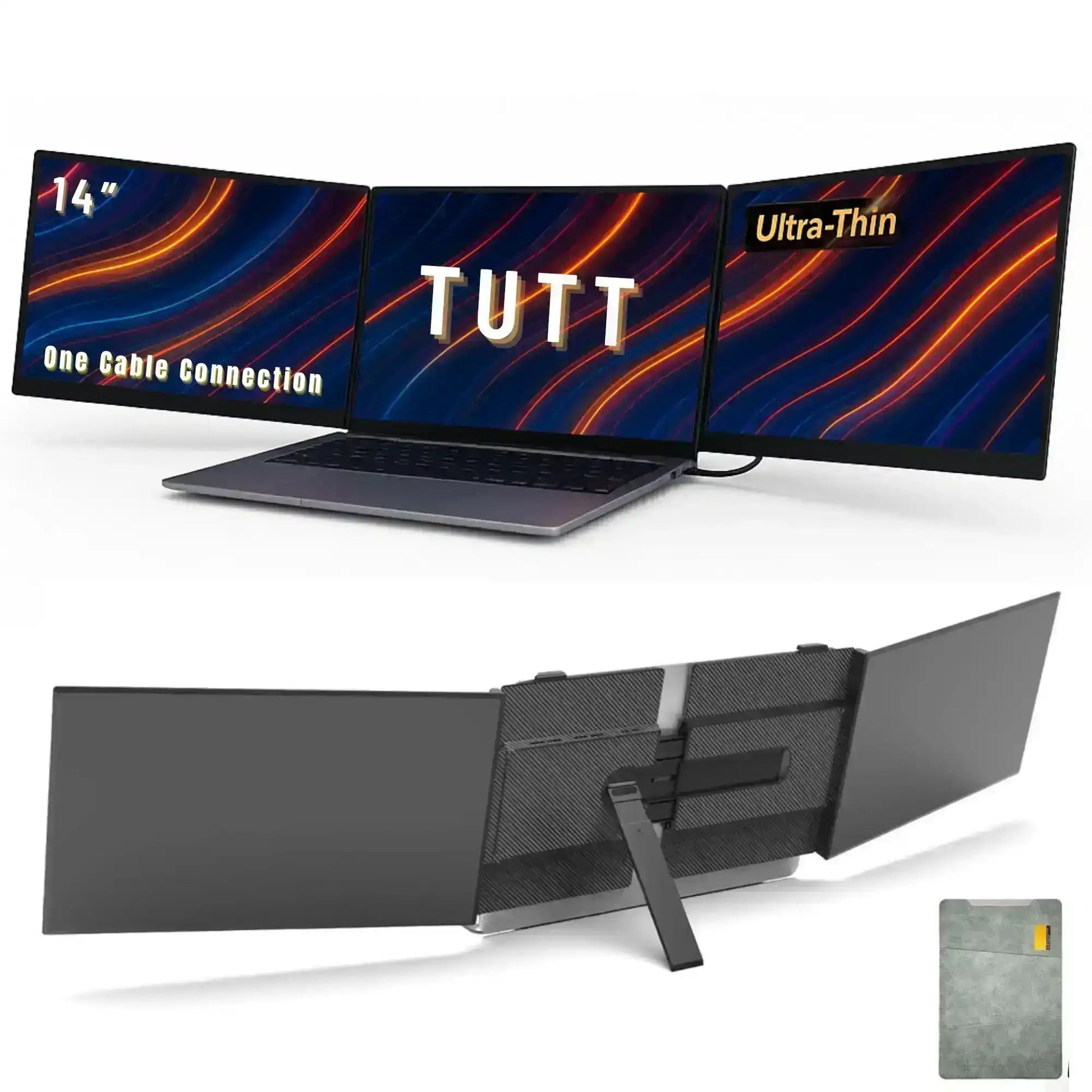 TUTT S8Ultra 14” Portable Monitor for Laptop | Single Cable Connection | Ultra Slim-Light | Plug & Play USB-C | Laptop Screen Extender for Mac/Win - www.Shopthatapp.com