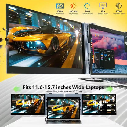 TUTT S8Ultra 14” Portable Monitor for Laptop | Single Cable Connection | Ultra Slim-Light | Plug & Play USB-C | Laptop Screen Extender for Mac/Win