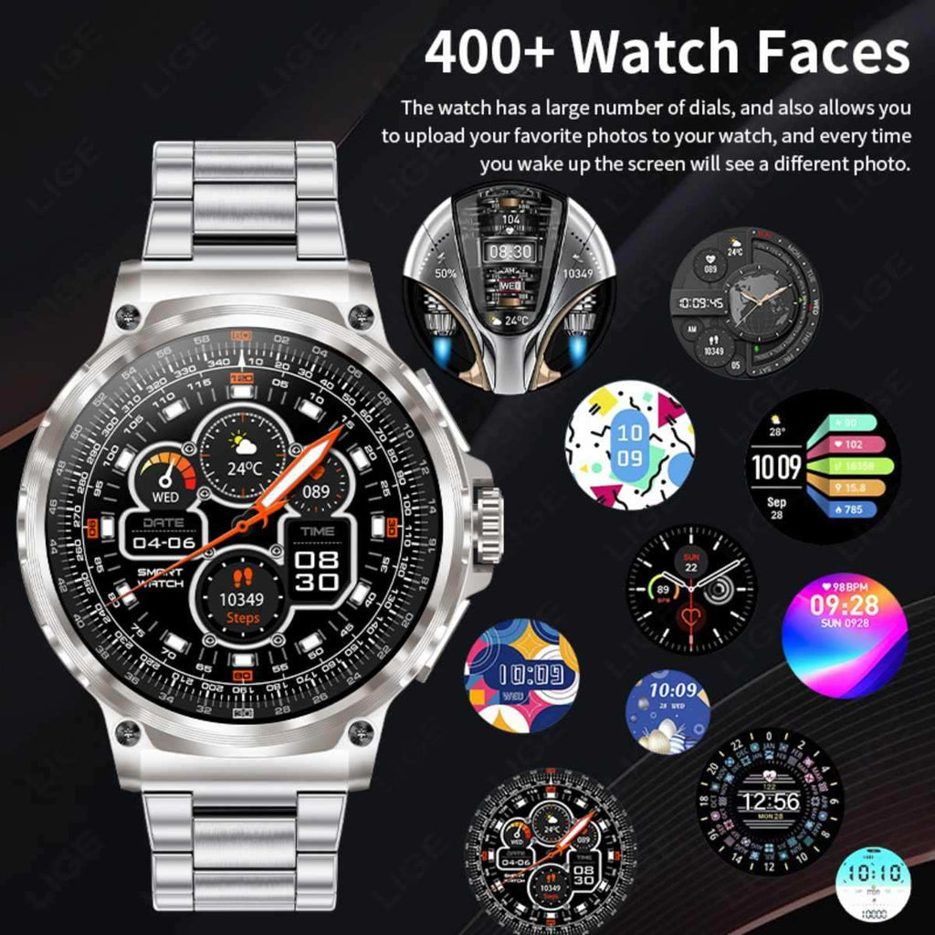 TUTT Military Smartwatch For Men | Metal Case  HD 1.85'' Large Round Screen | 710mah Battery Health & Fitness Smart Watch (3) Straps  V69 - www.Shopthatapp.com