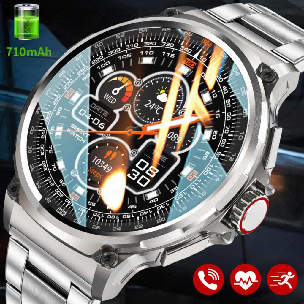 TUTT Military Smartwatch For Men | Metal Case  HD 1.85'' Large Round Screen | 710mah Battery Health & Fitness Smart Watch (3) Straps  V69 - www.Shopthatapp.com