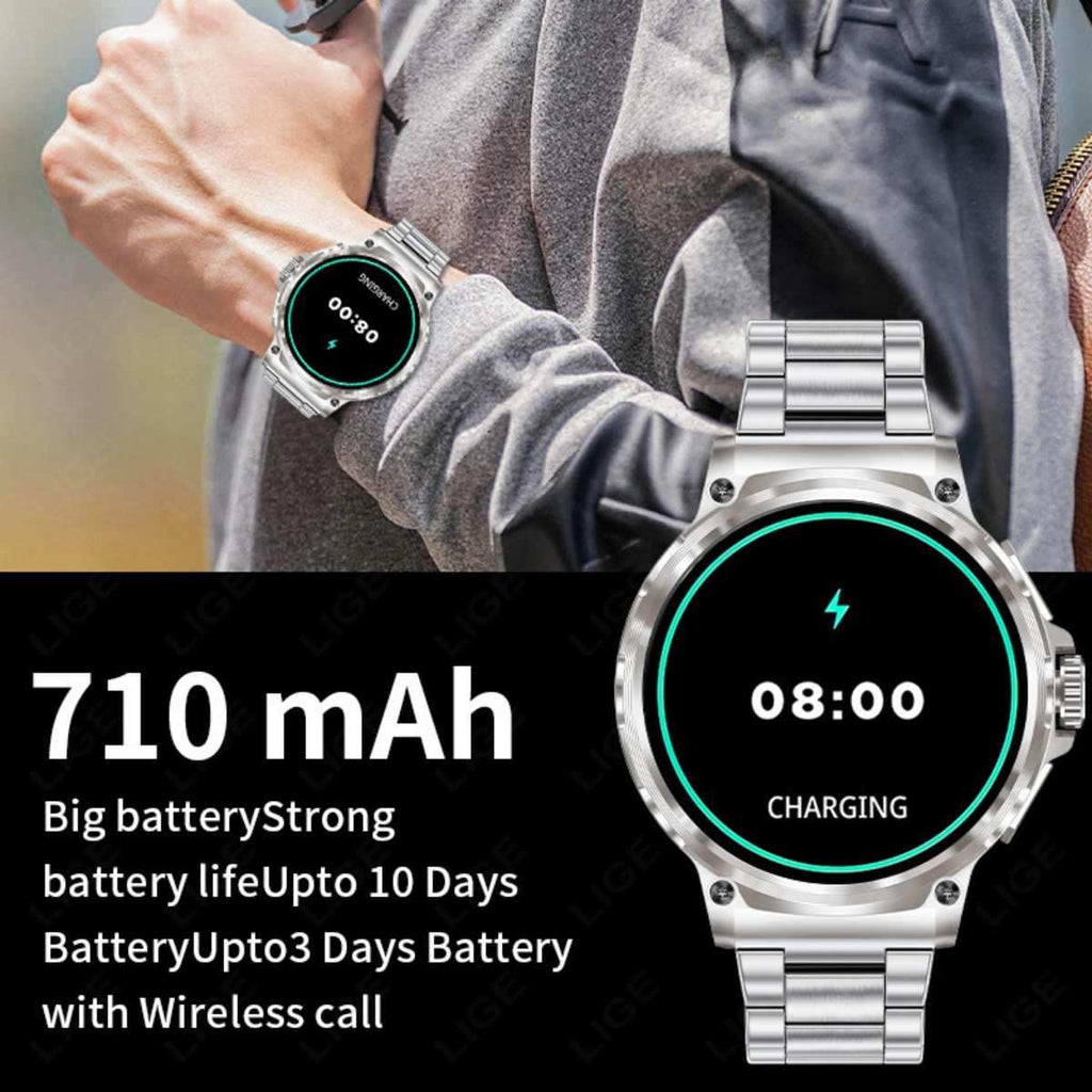 TUTT Military Smartwatch For Men | Metal Case  HD 1.85'' Large Round Screen | 710mah Battery Health & Fitness Smart Watch (3) Straps  V69 - www.Shopthatapp.com
