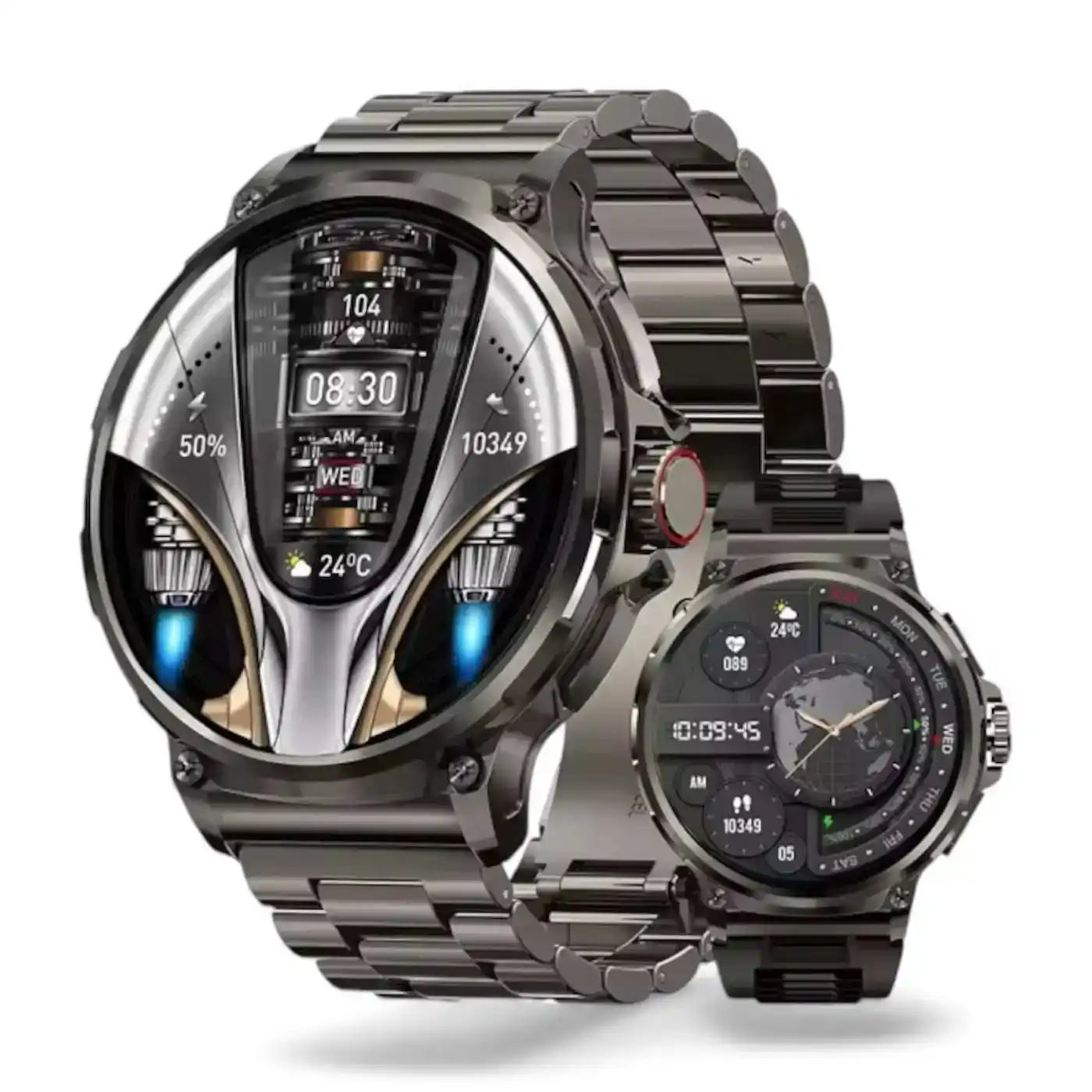 TUTT Military Smartwatch For Men | Metal Case  HD 1.85'' Large Round Screen | 710mah Battery Health & Fitness Smart Watch (3) Straps  V69 - www.Shopthatapp.com