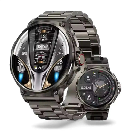 TUTT Military Smartwatch For Men | Metal Case  HD 1.85'' Large Round Screen | 710mah Battery Health & Fitness Smart Watch (3) Straps  V69 - www.Shopthatapp.com