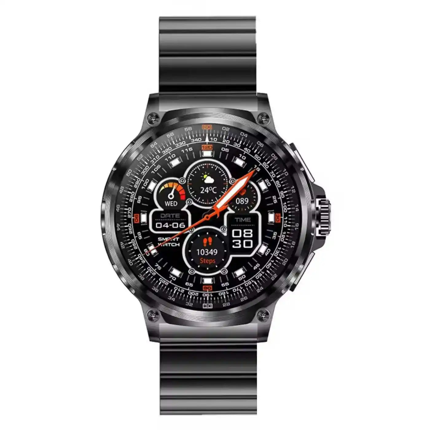 TUTT Military Smartwatch For Men | Metal Case  HD 1.85'' Large Round Screen | 710mah Battery Health & Fitness Smart Watch (3) Straps  V69 - www.Shopthatapp.com