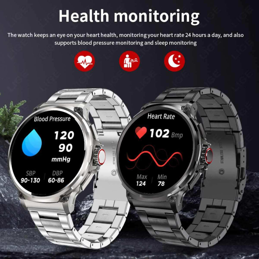 TUTT Military Smartwatch For Men | Metal Case  HD 1.85'' Large Round Screen | 710mah Battery Health & Fitness Smart Watch (3) Straps  V69 - www.Shopthatapp.com