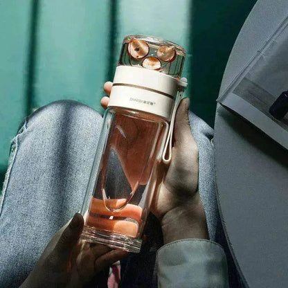 Tea Infuser Filter Separation Double Wall Glass Bottle - www.Shopthatapp.com