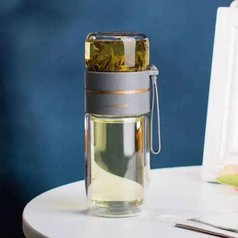 Tea Infuser Filter Separation Double Wall Glass Bottle - www.Shopthatapp.com