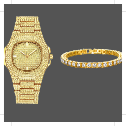 Tennis Bracelet and Watch - Gold-Jewellery-www.Shopthatapp.com-Lost and Found Jewelers