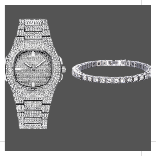 Tennis Bracelet and Watch Set - Silver-Jewellery-www.Shopthatapp.com-Lost and Found Jewelers
