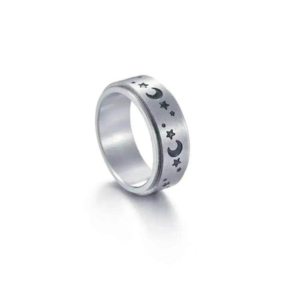 The Stars And The Moon Rotating Titanium Steel Women Ring - www.Shopthatapp.com
