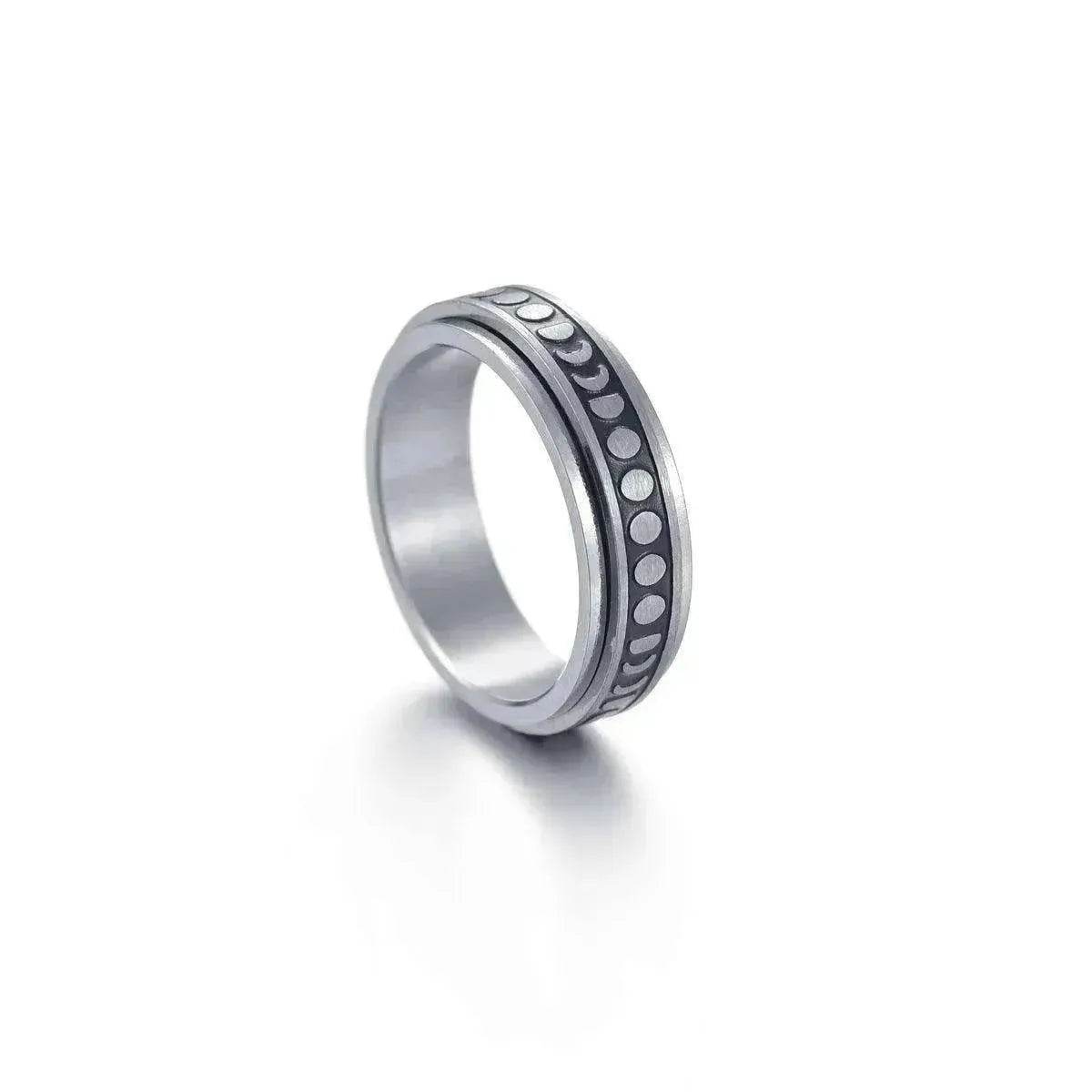 The Stars And The Moon Rotating Titanium Steel Women Ring - www.Shopthatapp.com