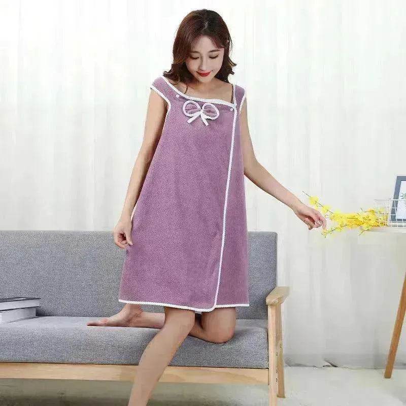 The coral velvet cozy wearable cocoon bath towel - www.Shopthatapp.com