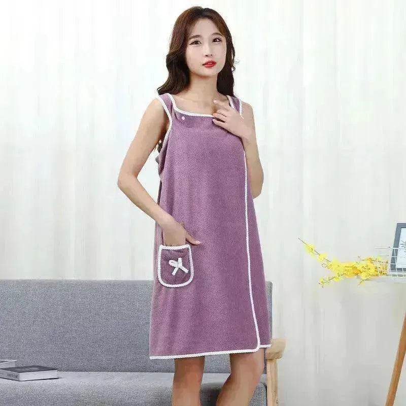 The coral velvet cozy wearable cocoon bath towel - www.Shopthatapp.com