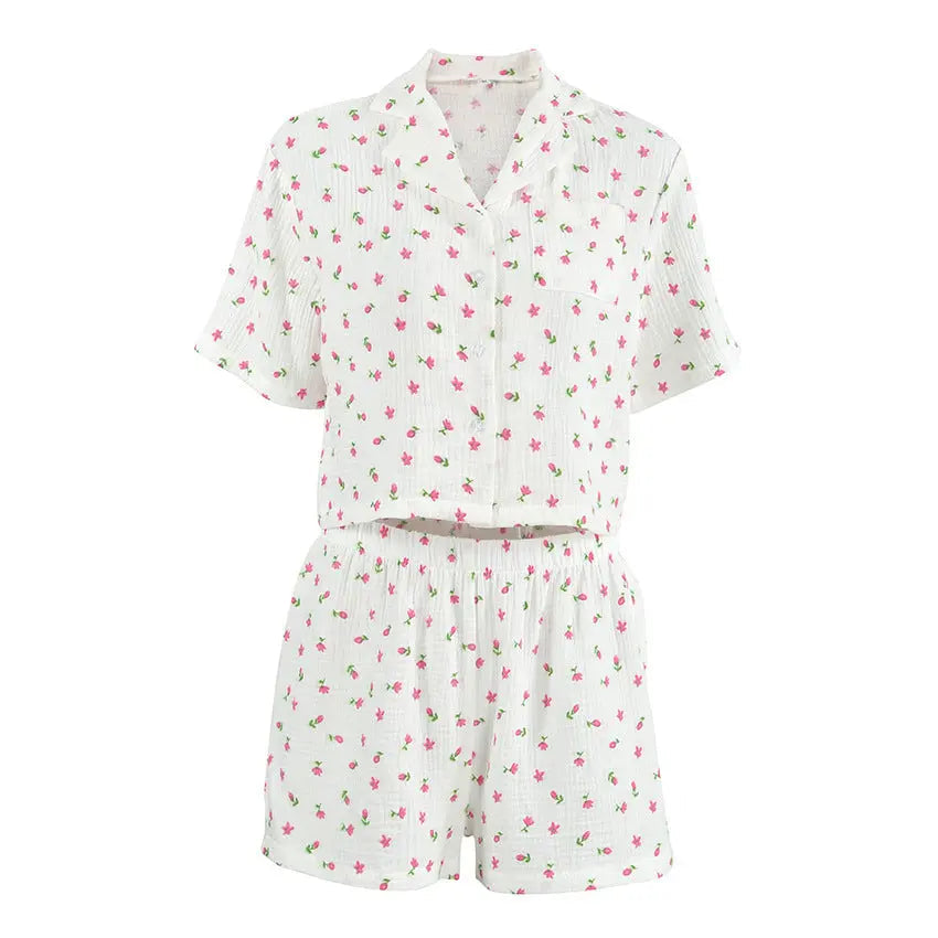 Thin Cotton Printed Comfortable Loose Breathable Short-sleeved Shorts Summer Pajamas Home Wear For Women - www.Shopthatapp.com #