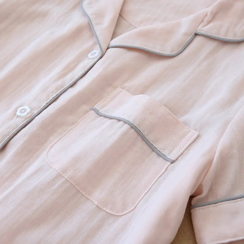 Three-piece Cotton Gauze Pajamas For Women - www.Shopthatapp.com