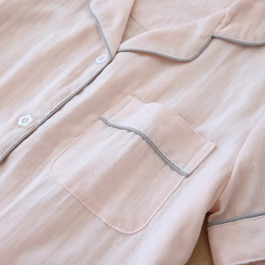 Three-piece Cotton Gauze Pajamas For Women - www.Shopthatapp.com #