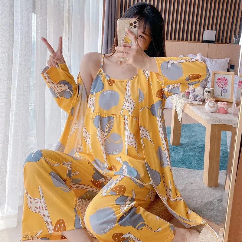 Three-piece Homewear Pajamas For Women - www.Shopthatapp.com