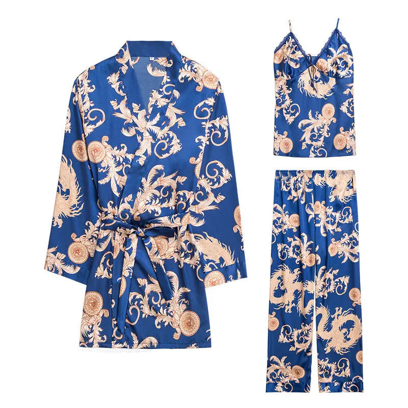 Three-piece silk pajamas for women - www.Shopthatapp.com