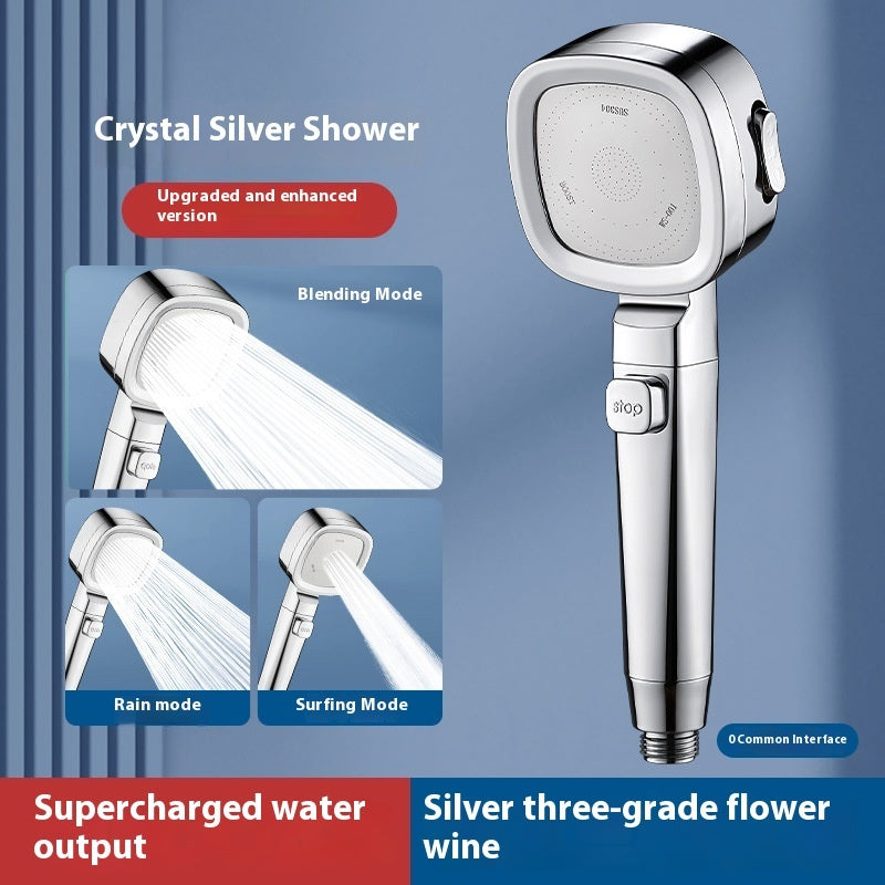 Three-speed Filter Supercharged Square Shower Head Handheld Nozzle - www.Shopthatapp.com