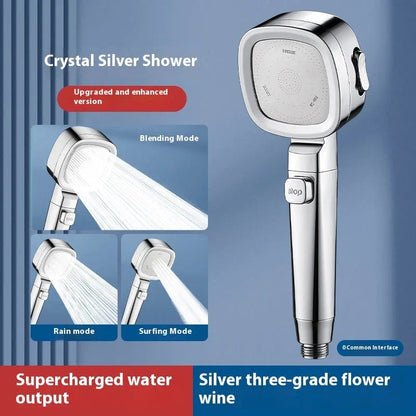 Three-speed Filter Supercharged Square Shower Head Handheld Nozzle - www.Shopthatapp.com
