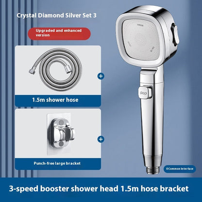 Three-speed Filter Supercharged Square Shower Head Handheld Nozzle - www.Shopthatapp.com