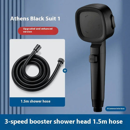 Three-speed Filter Supercharged Square Shower Head Handheld Nozzle - www.Shopthatapp.com #