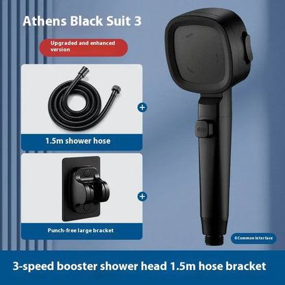 Three-speed Filter Supercharged Square Shower Head Handheld Nozzle - www.Shopthatapp.com #
