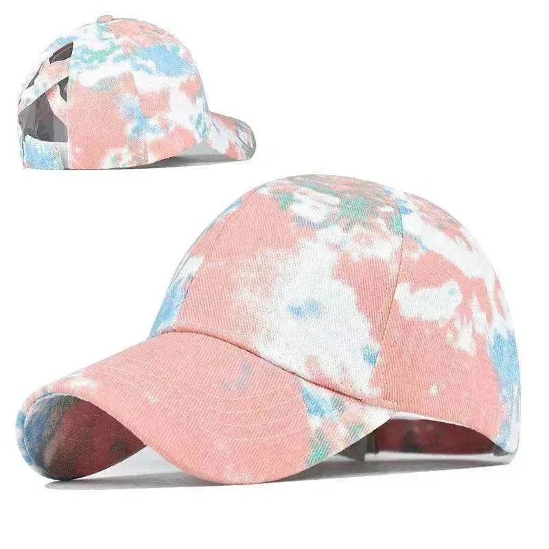 Tie-Dye Hat Pure Cotton Sun Visors Ponytail Cap - www.Shopthatapp.com #