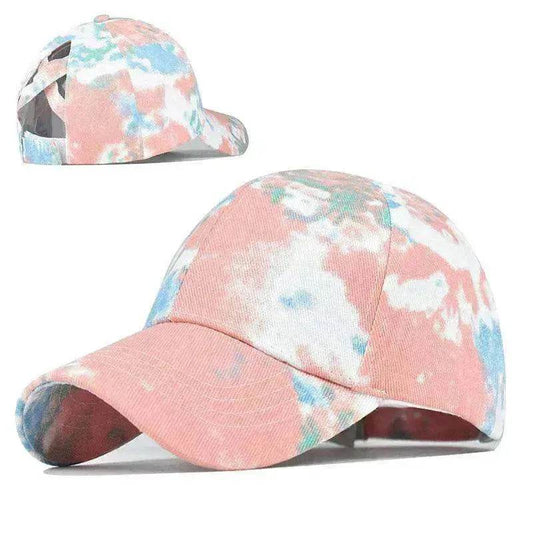 Tie-Dye Hat Pure Cotton Sun Visors Ponytail Cap - www.Shopthatapp.com #