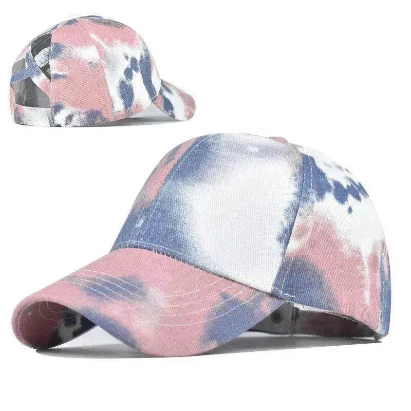 Tie-Dye Hat Pure Cotton Sun Visors Ponytail Cap - www.Shopthatapp.com #