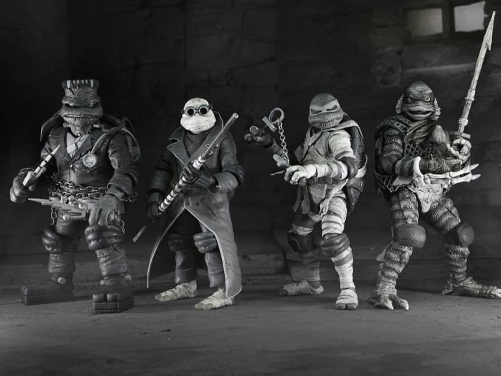 Universal Monsters x Teenage Mutant Ninja Turtles Turtles (Black & White) Action Figure 4-Pack - www.Shopthatapp.com