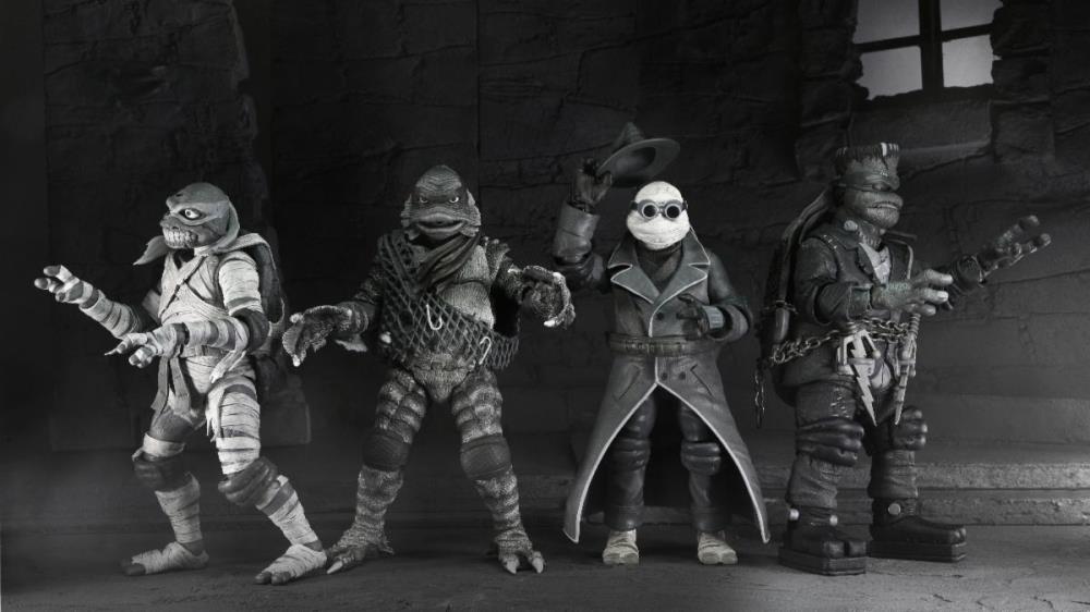 Universal Monsters x Teenage Mutant Ninja Turtles Turtles (Black & White) Action Figure 4-Pack - www.Shopthatapp.com