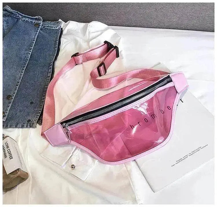 Transparent PVC Zipper Female Ladie Girls Waist Banana Bags Waistband Woman - www.Shopthatapp.com