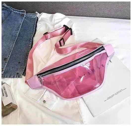 Transparent PVC Zipper Female Ladie Girls Waist Banana Bags Waistband Woman - www.Shopthatapp.com #