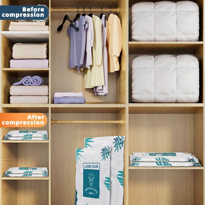 Transparent Vacuum Storage Bags, 10/PACK  (4 L, 4 M, 2 Small Bags) With Pump - www.Shopthatapp.com #