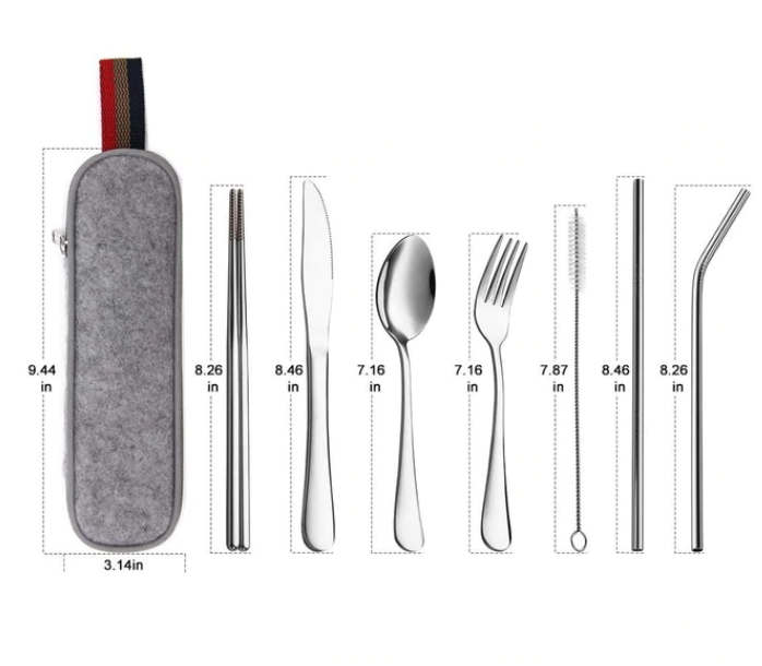 Travel Cutlery Set-Cutlery and dinnerware-www.Shopthatapp.com-Set Option:7pcs Grey Bag-KitchenJoint