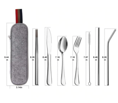 Travel Cutlery Set-Cutlery and dinnerware-www.Shopthatapp.com-Set Option:7pcs Grey Bag-KitchenJoint