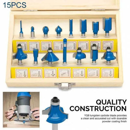 Trimming Milling Cutter Set - Woodworking Milling Router Bits, 15 PCS - www.Shopthatapp.com #