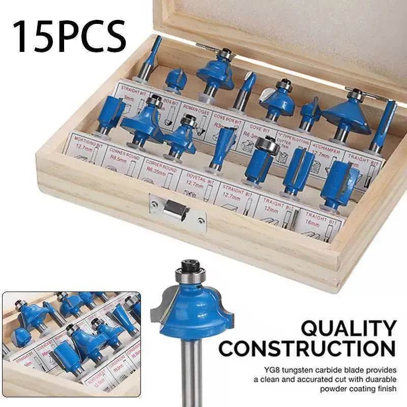 Trimming Milling Cutter Set - Woodworking Milling Router Bits, 15 PCS - www.Shopthatapp.com #